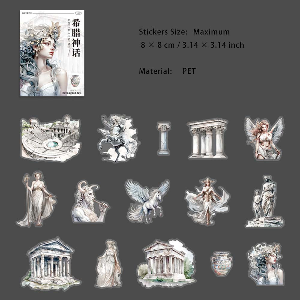 15 Pcs Greek Mythology PET Stickers XLSH