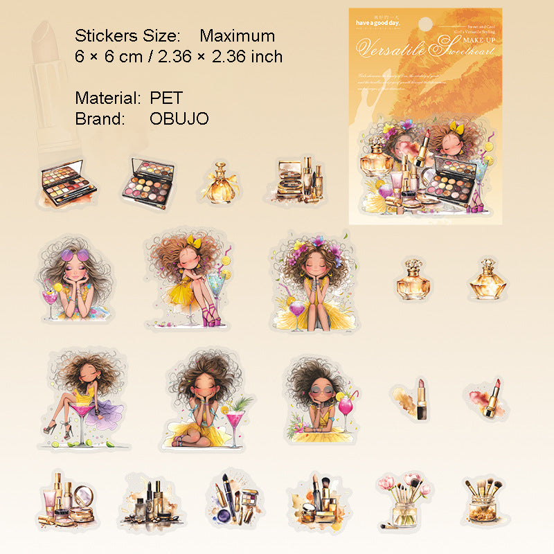 20 Pcs Sweet Girl PET Stickers BBTX