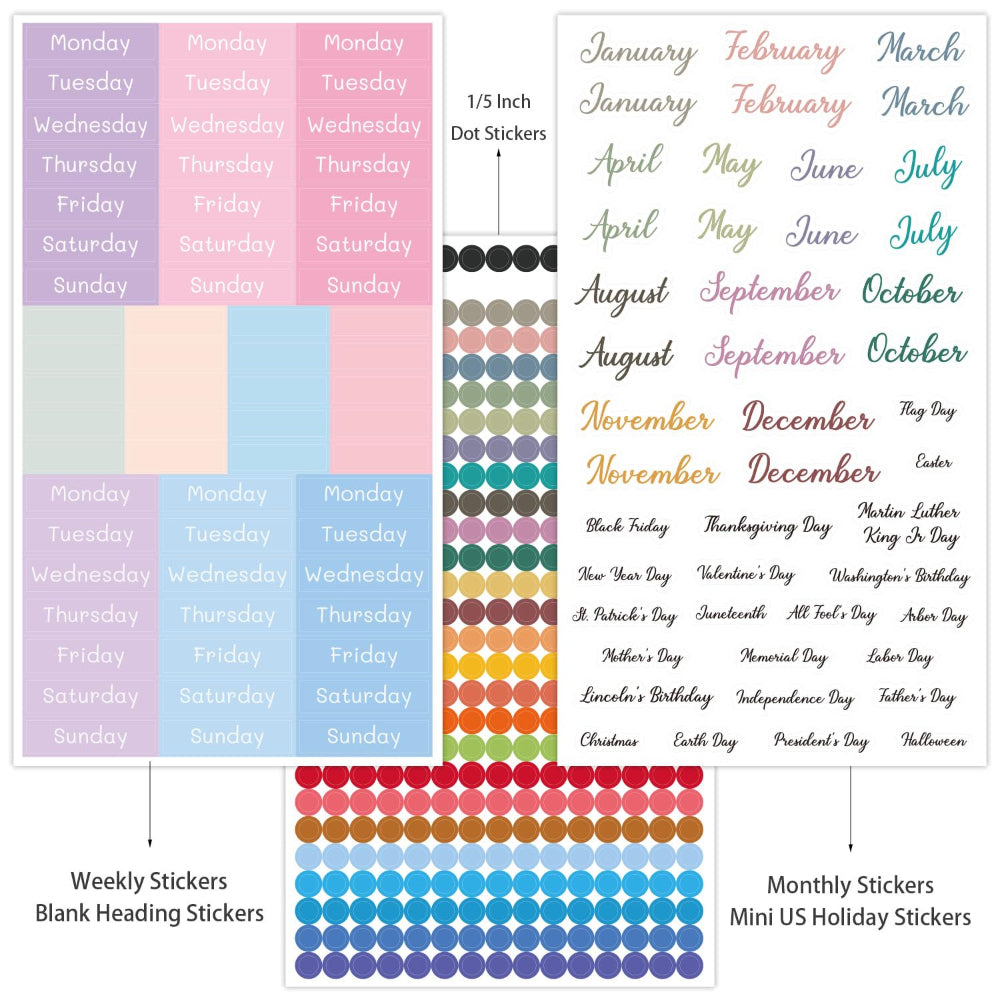 1917 Pcs Calendar Monthly Weekly Daily Planner Stickers