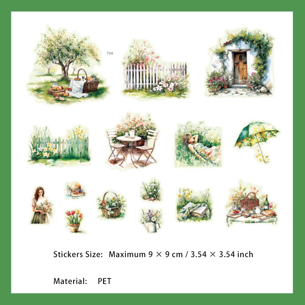 15 Pcs Seasonal Garden PET Stickers GBWH