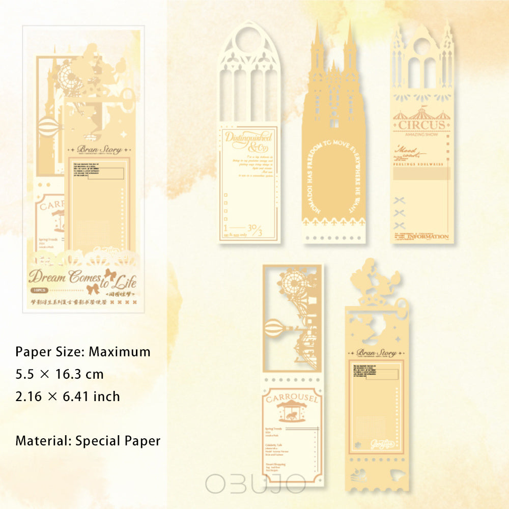 10 Pcs Cutout Bookmark Style Notepad Paper MYFS