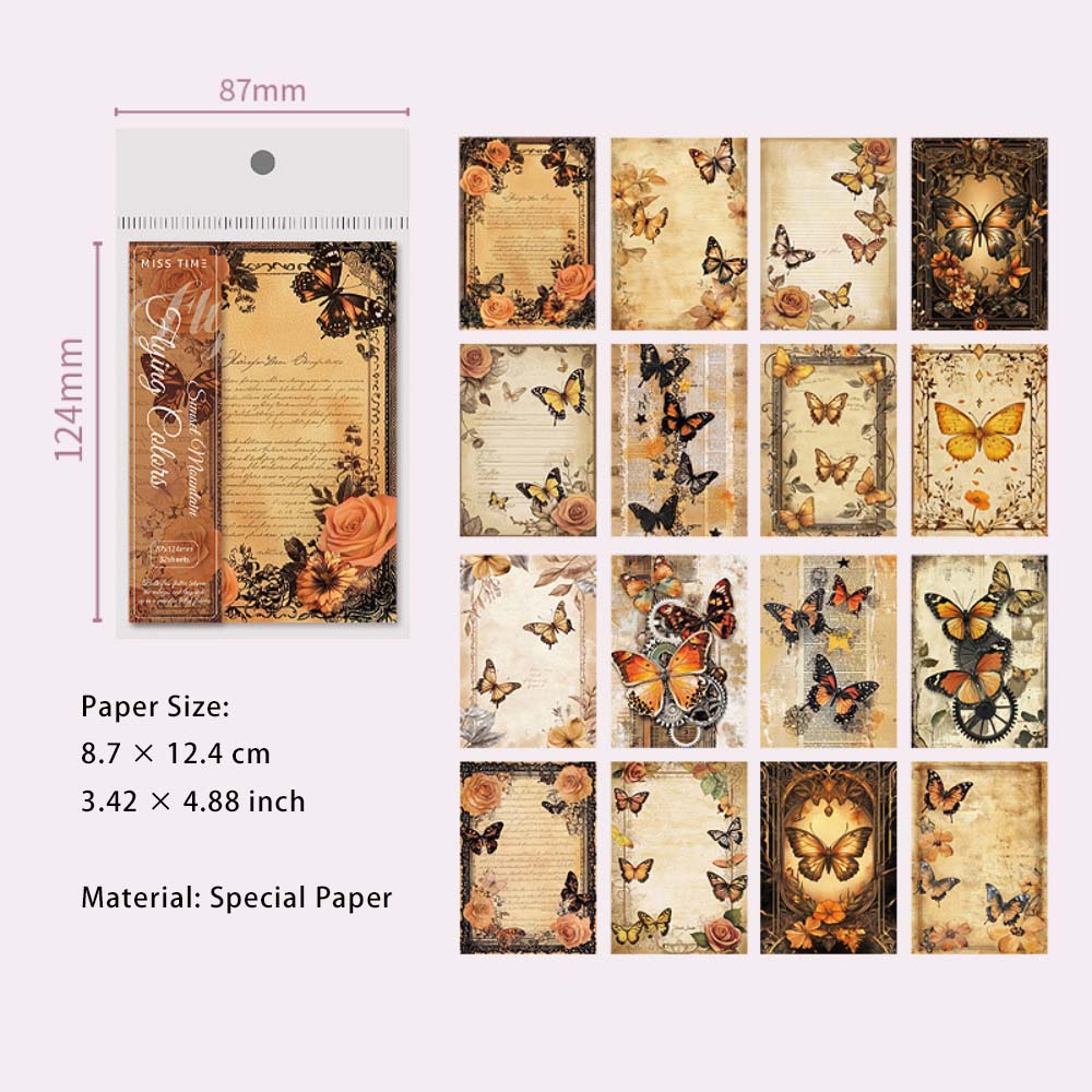 32 Sheets Butterfly Themed Scrapbook Paper PQSC