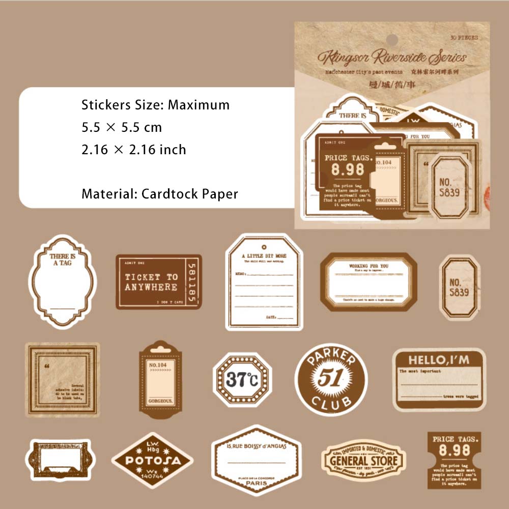 30 Pcs Label Cardstock Stickers KLSEHP