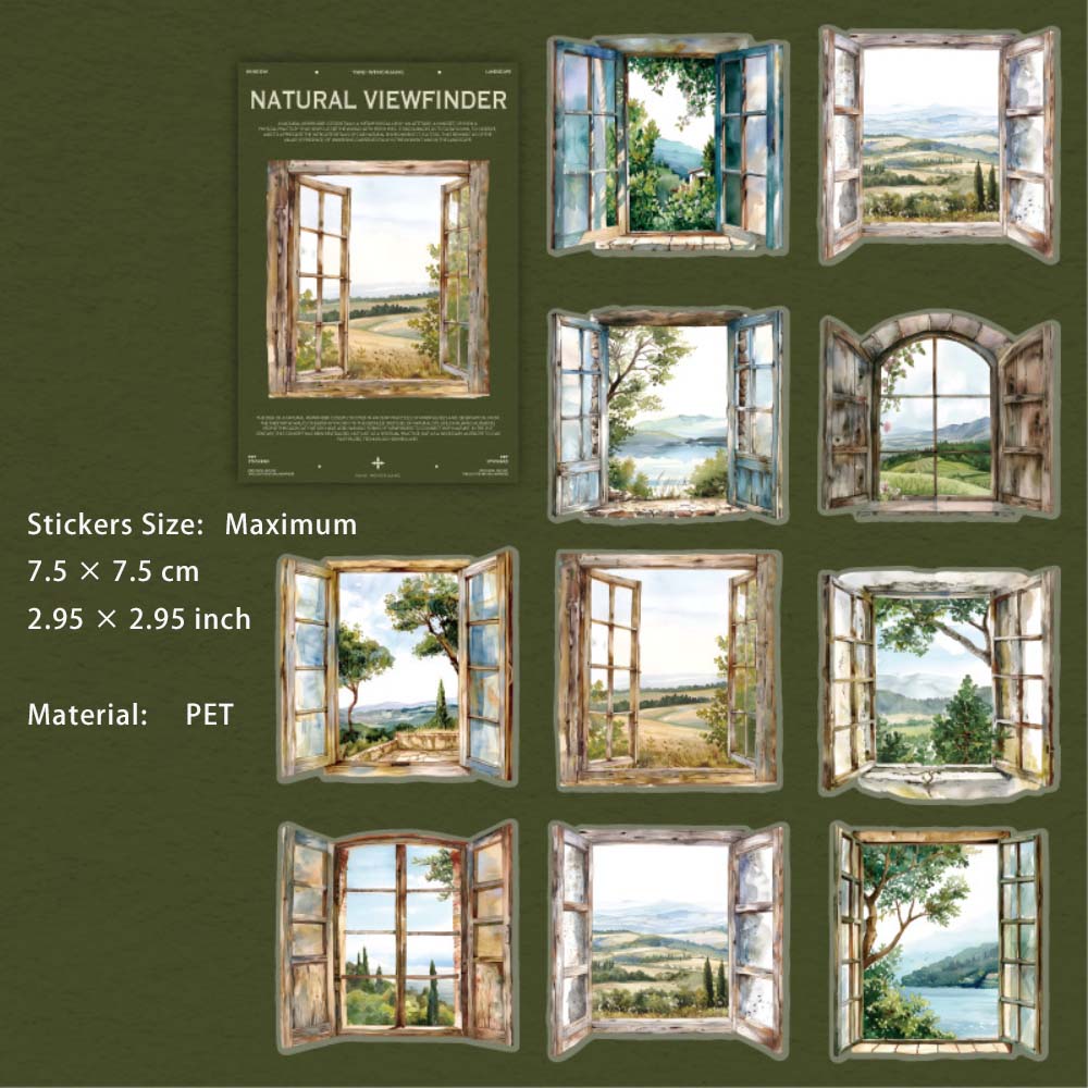 20 Pcs Window Landscape PET Stickers ZRQJQ