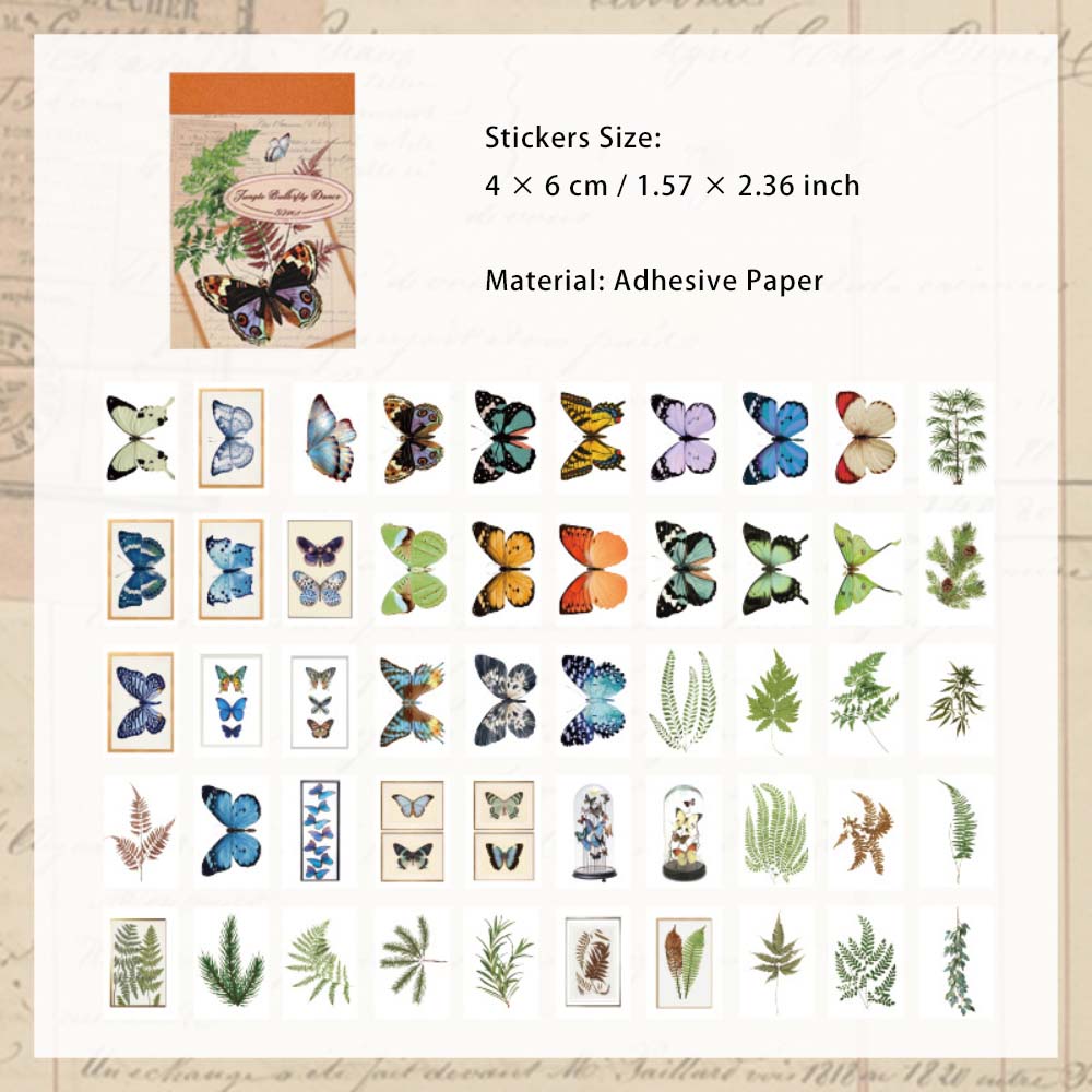 50 Pcs Vintage and Botanical Washi Stickers Book GLYH