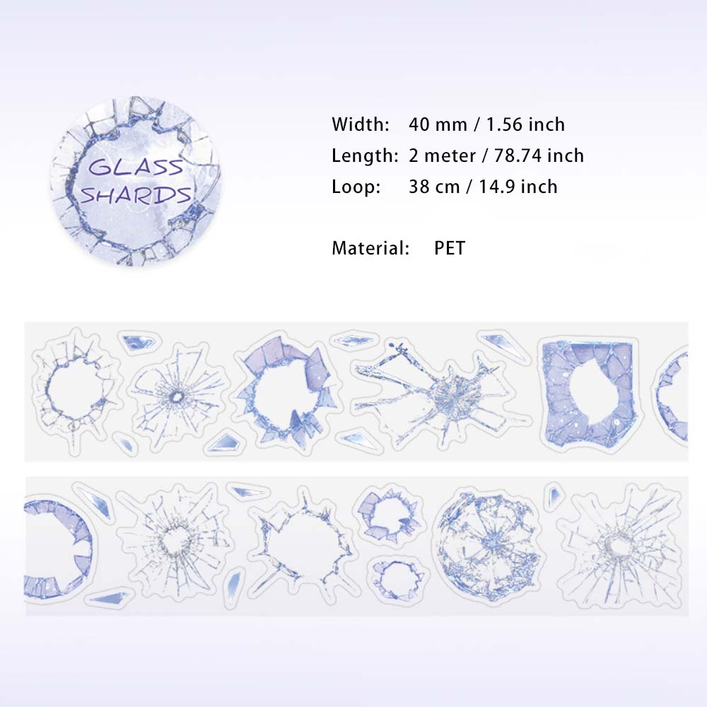 1 Roll Glass Fragments PET Stickers Tape BLSP