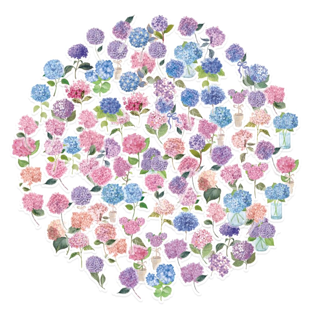 100 Pcs Dreamy Hydrangea Garden PET Stickers