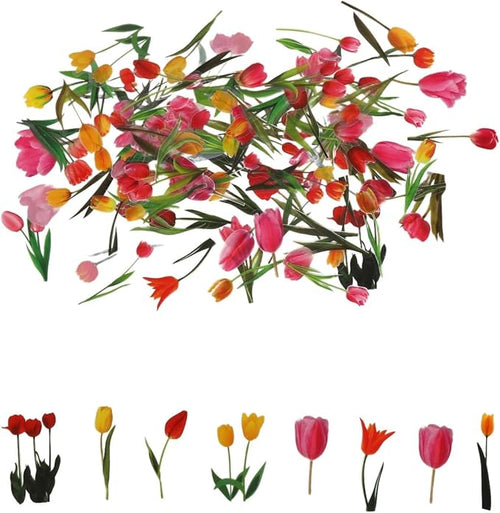 100 Pcs Romantic Dutch Tulip PET Stickers