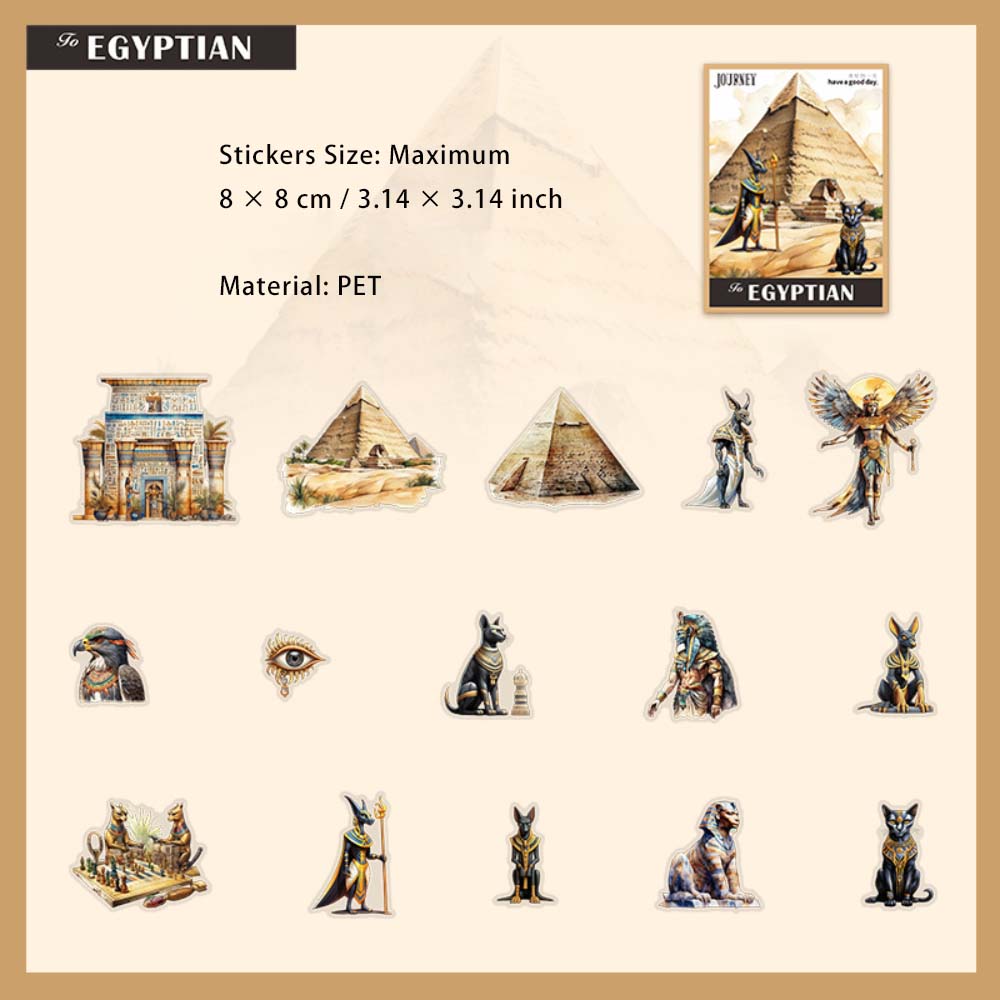 15 Pcs Egypt Travel Theme PET Stickers AJZL