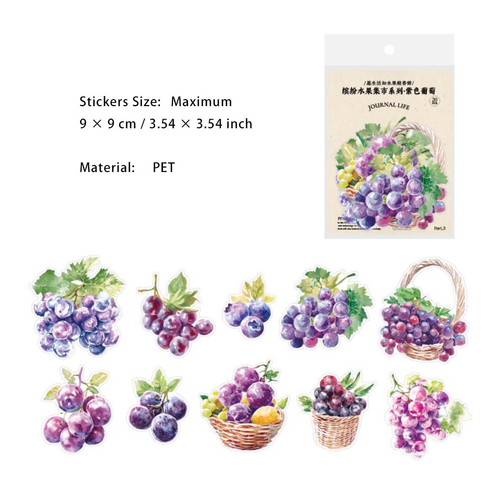 20 Pcs Fruit PET Stickers BFSGJS