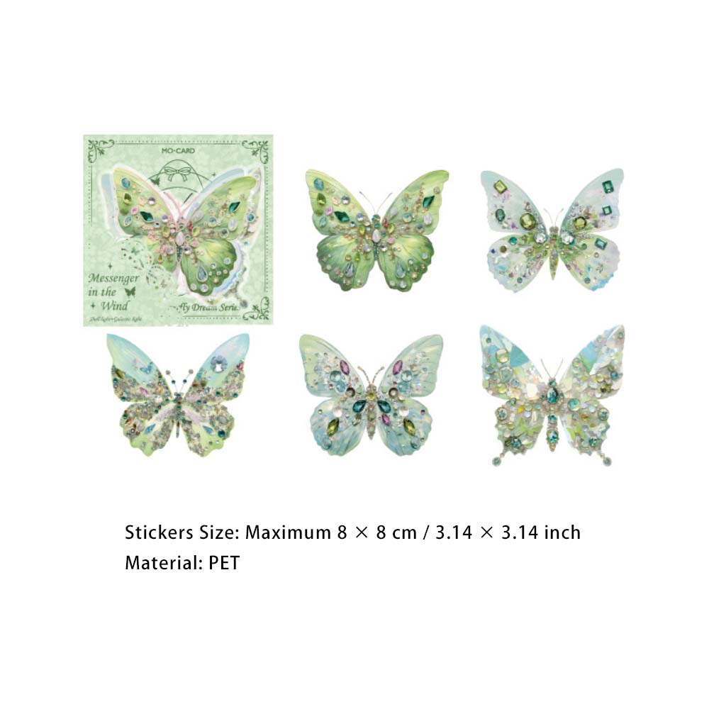 10 Pcs Glitter Butterfly PET Stickers BSDM