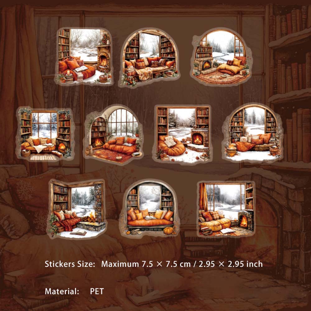 10 Pcs Window Bedroom PET Stickers CNWN