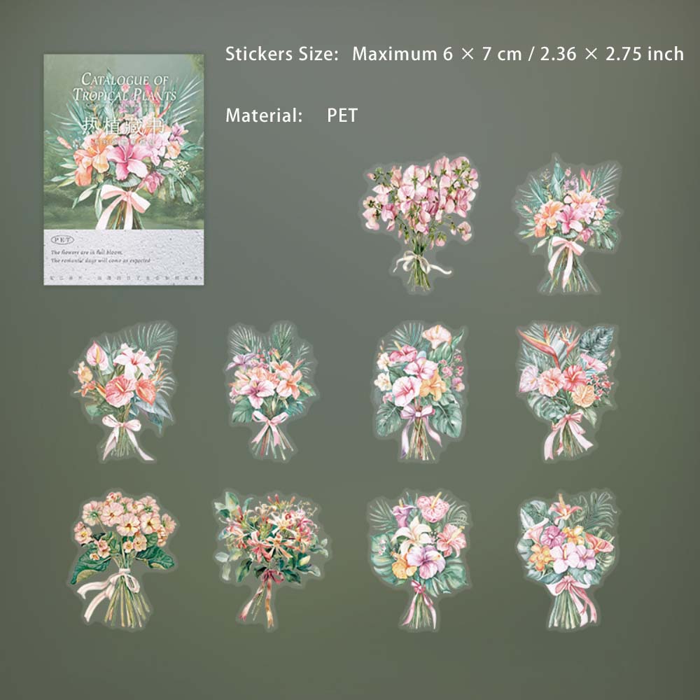 10 Pcs Flower Leaf PET Stickers RZCS