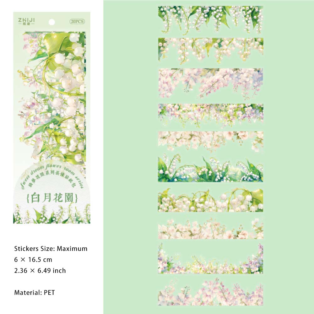 10 Pcs Flower Vine PET Stickers QMHJ