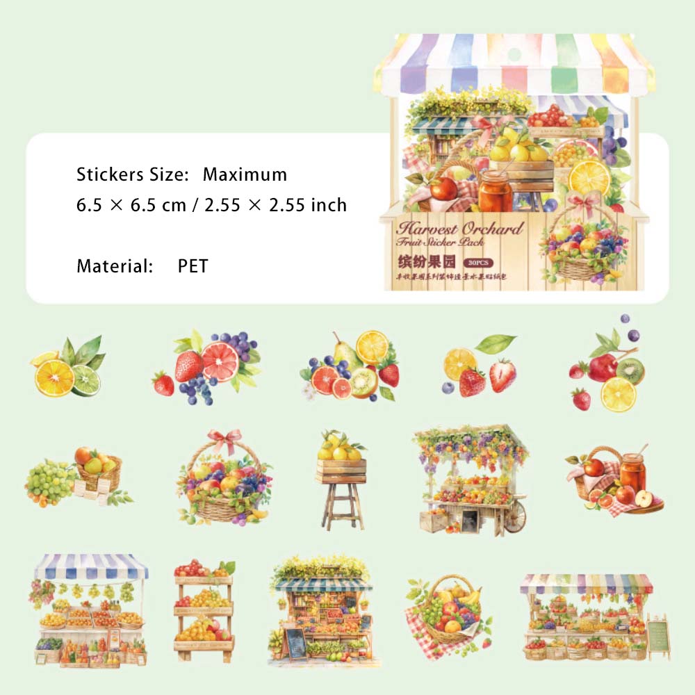 30 Pcs Fruit Shop PET Stickers FSGY