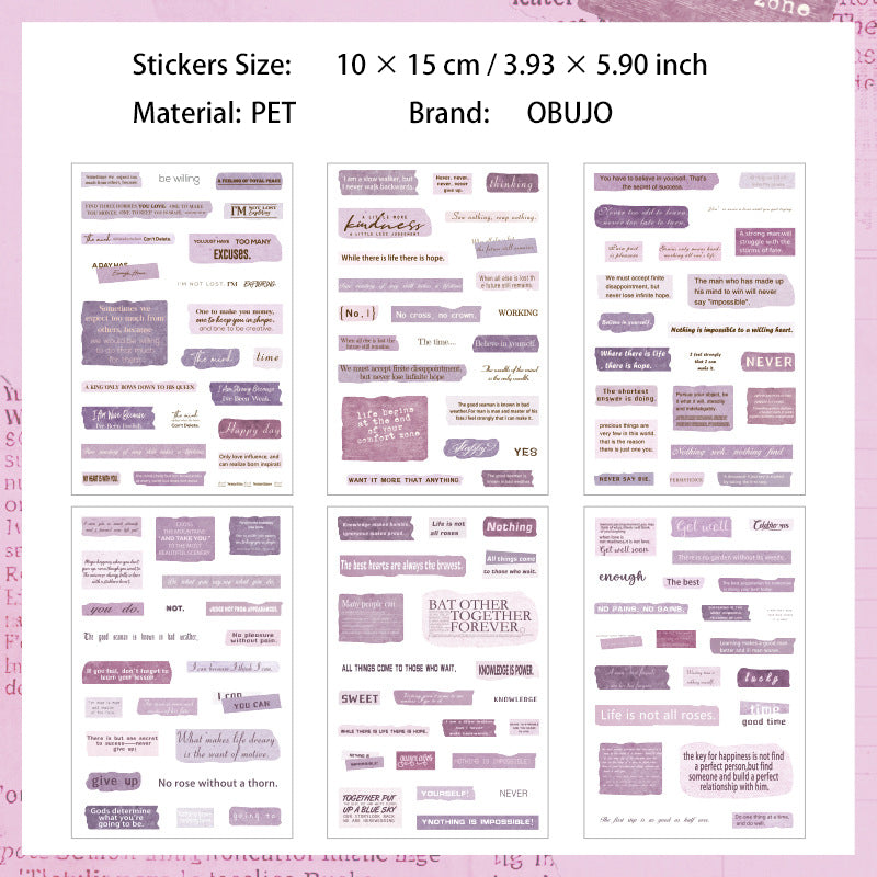 6 Sheets Vintage Quote Stickers FGJSG