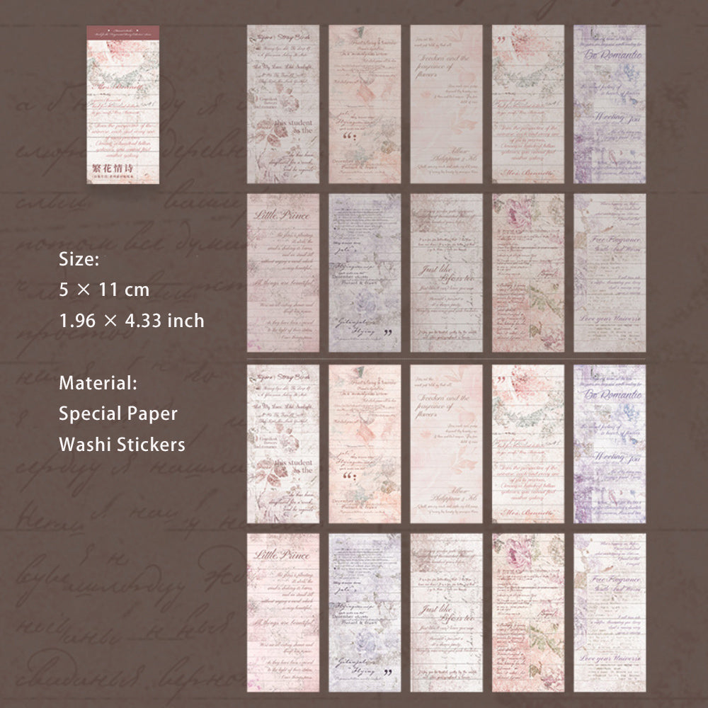 20 Sheets Vintage Washi Stickers and Paper SJPD