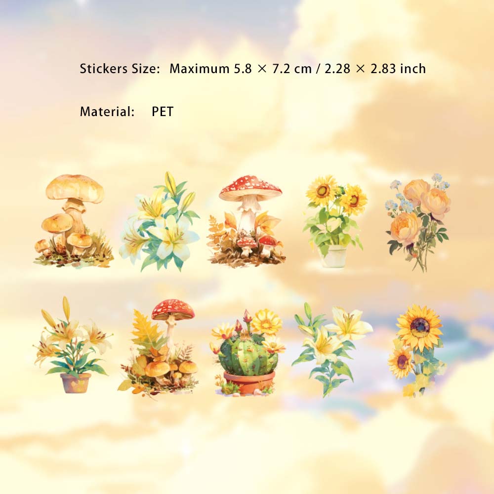 20 Pcs Botanical Plant PET Stickers ZWYX
