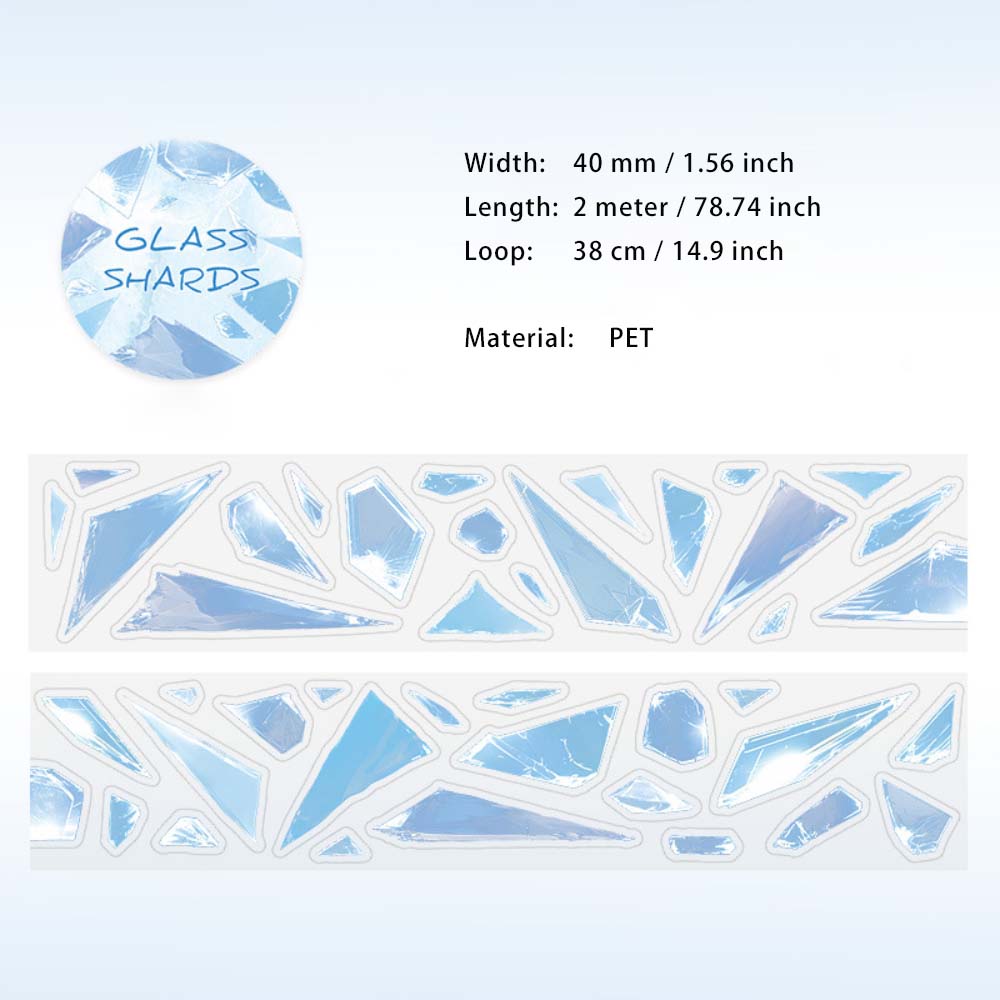 1 Roll Glass Fragments PET Stickers Tape BLSP