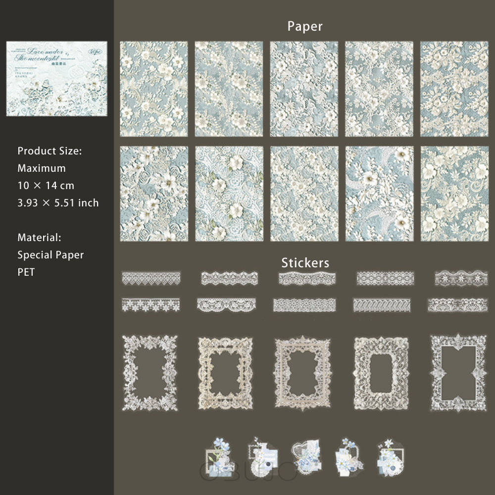 40 Pcs Scrapbook and Lace Stickers Set YGXLS