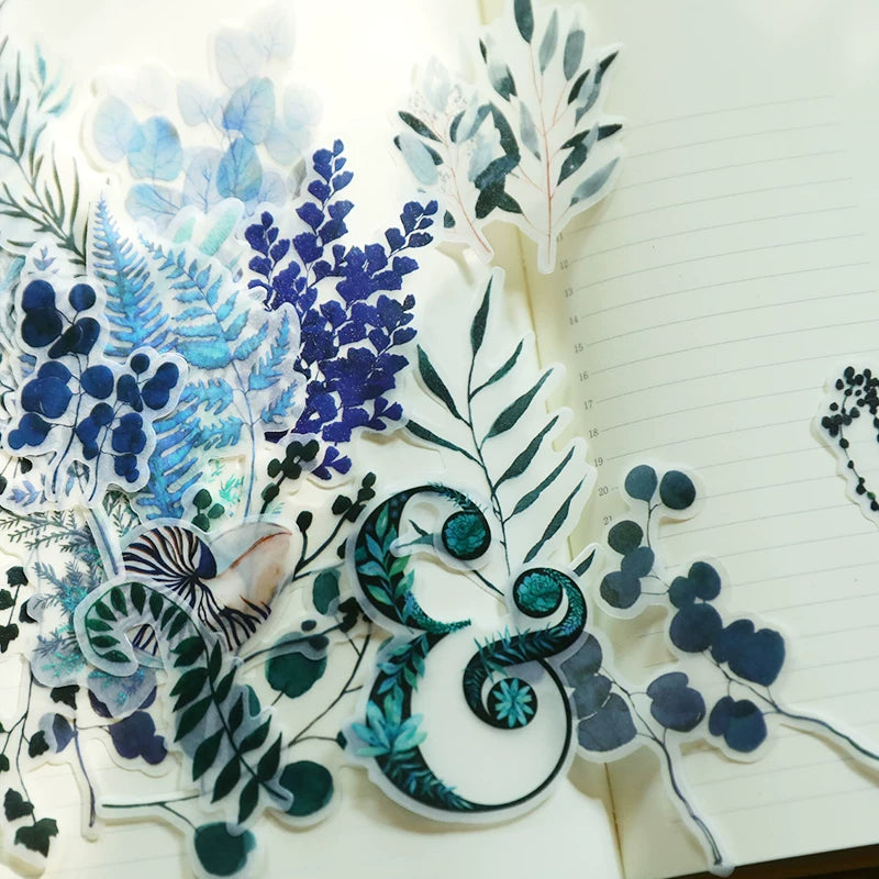 76PCS watercolor eucalyptus vellum scrapbook stickers