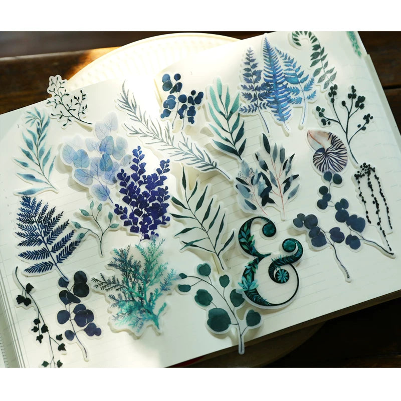 Green eucalyptus leaf journaling sticker collection