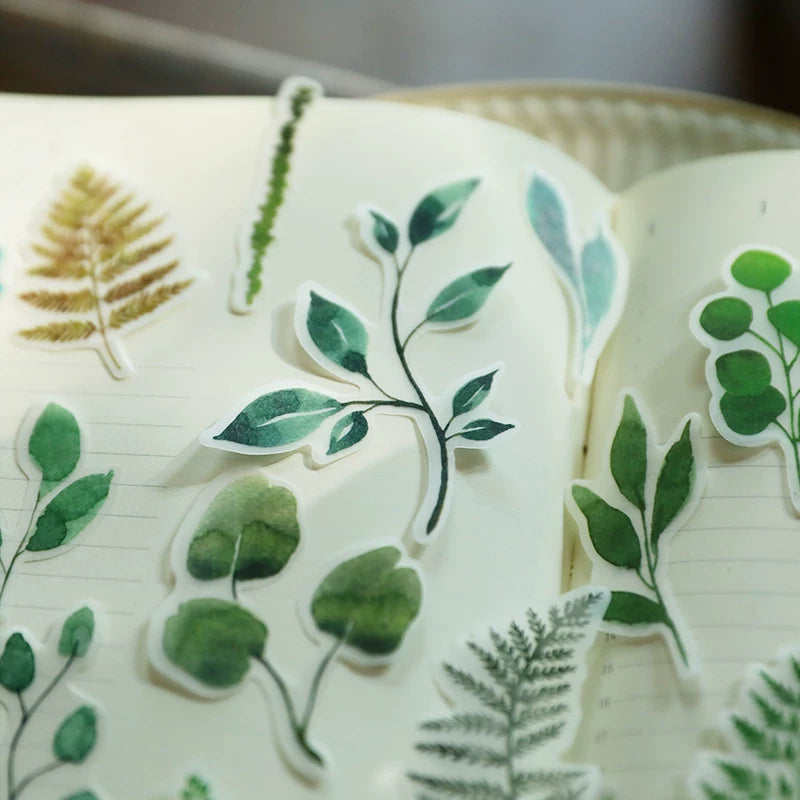 Green botanical vellum stickers for journaling