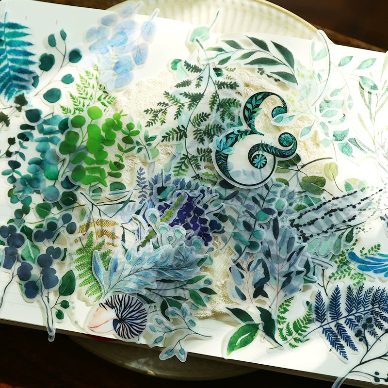Watercolor green foliage sticker product details