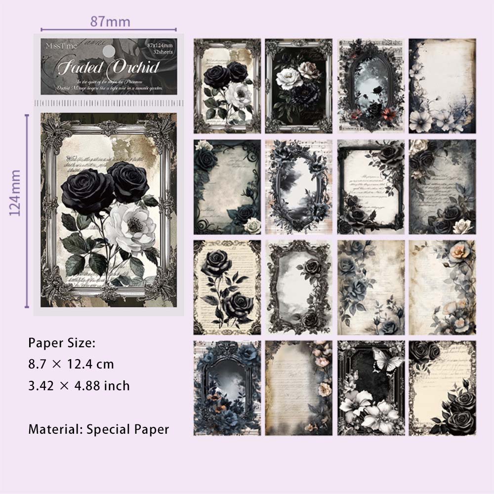 32 Sheets Gothic Flower Scrapbook Paper HYDZ