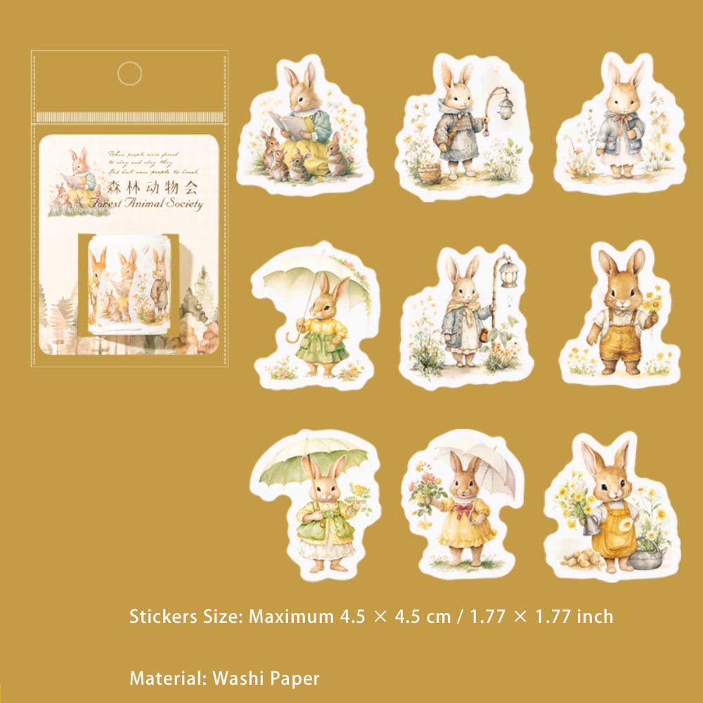 45 Pcs Forest Animal Washi Stickers SLDWH