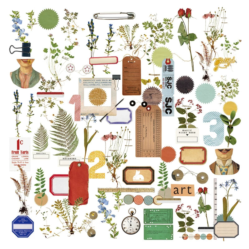 78PCS vintage botanist vellum scrapbook stickers