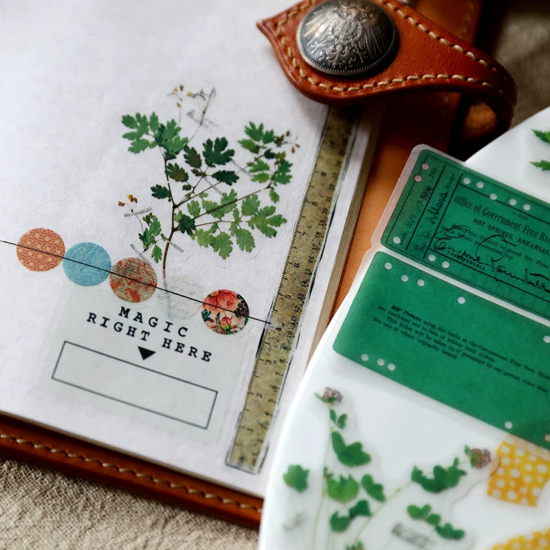 Vintage plant specimen scrapbook sticker assortment