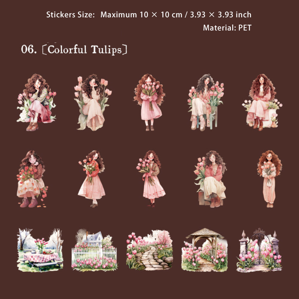 30 Pcs Holiday Girl PET Stickers XXJQ