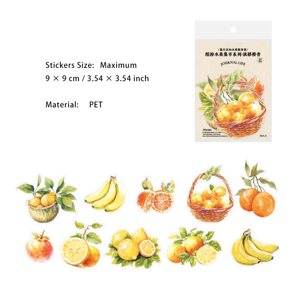 20 Pcs Fruit PET Stickers BFSGJS