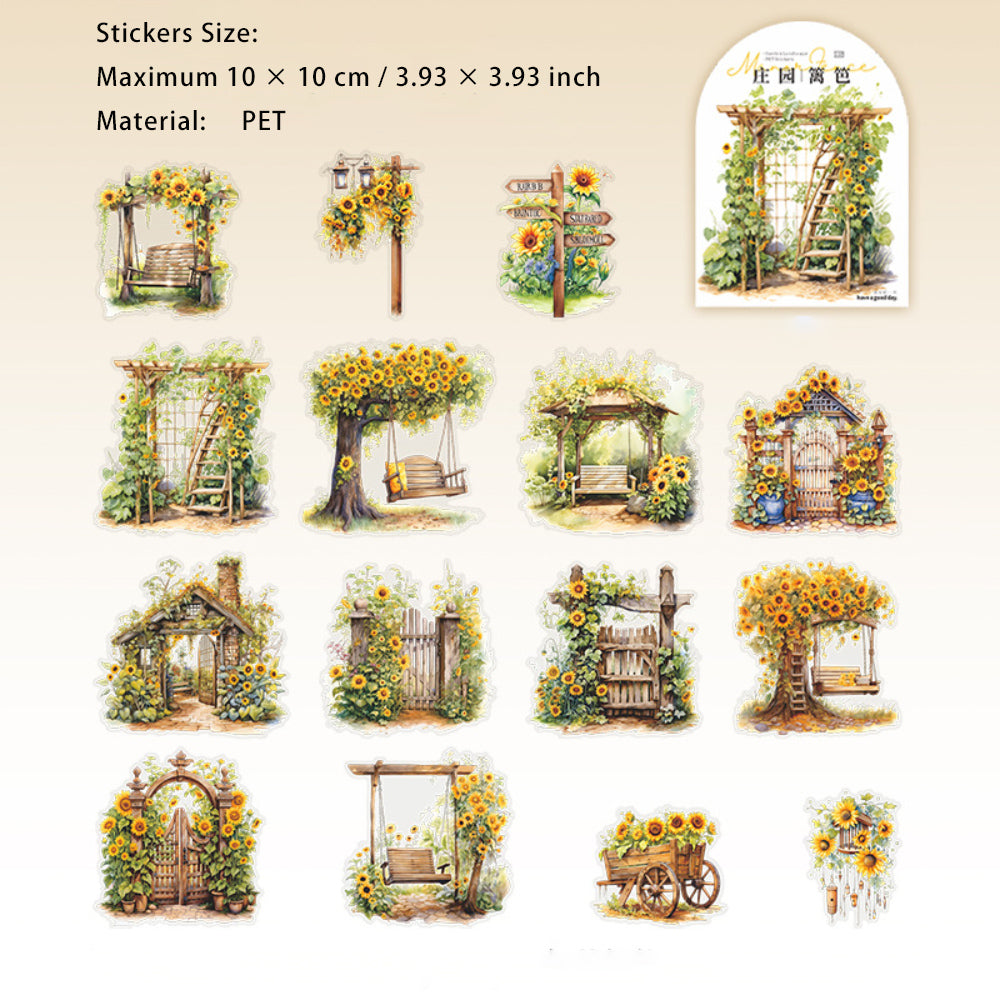 15 Pcs Garden Themed PET Stickers ZYLB