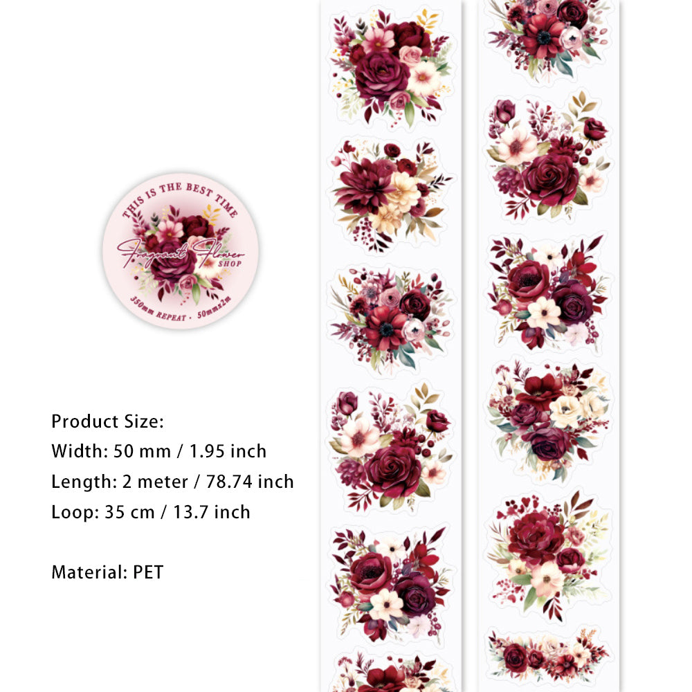 1 Roll Die-cut PET Flower Stickers Tape FFHP