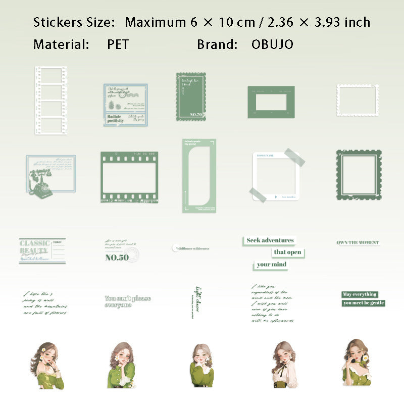 25 Pcs Girl Memory PET Stickers JPHY