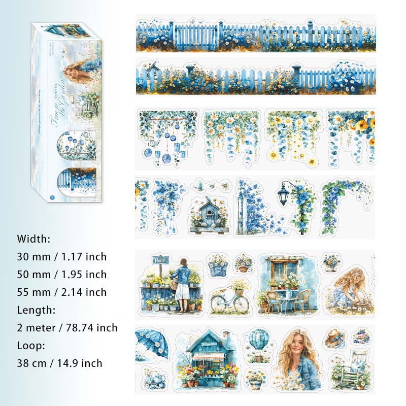 3 Rolls Garden Themed PET Stickers Tape Set HYLSG