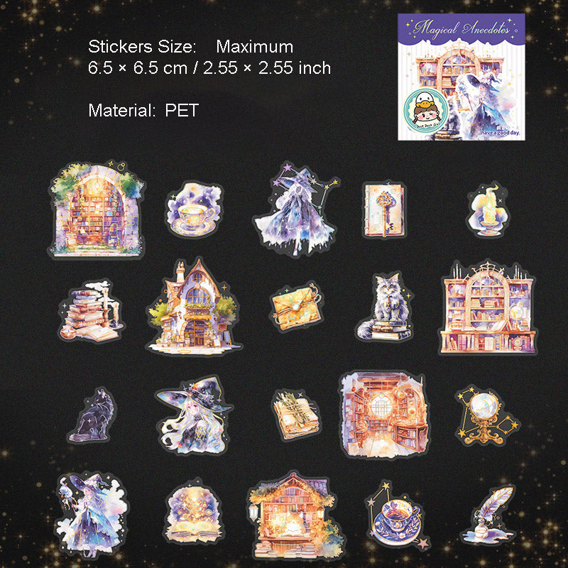 20 Pcs Gliiter Magic Theme PET Stickers MFYWL