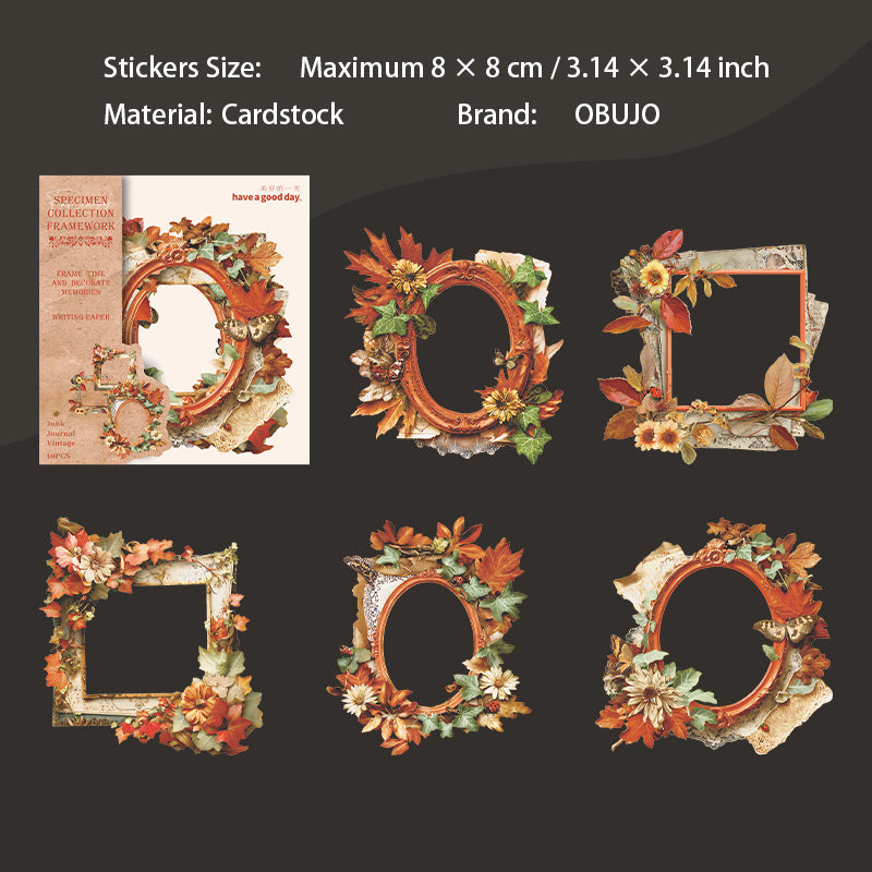 10 Pcs Botanical Frame Cardstock Stickers ZCBBK