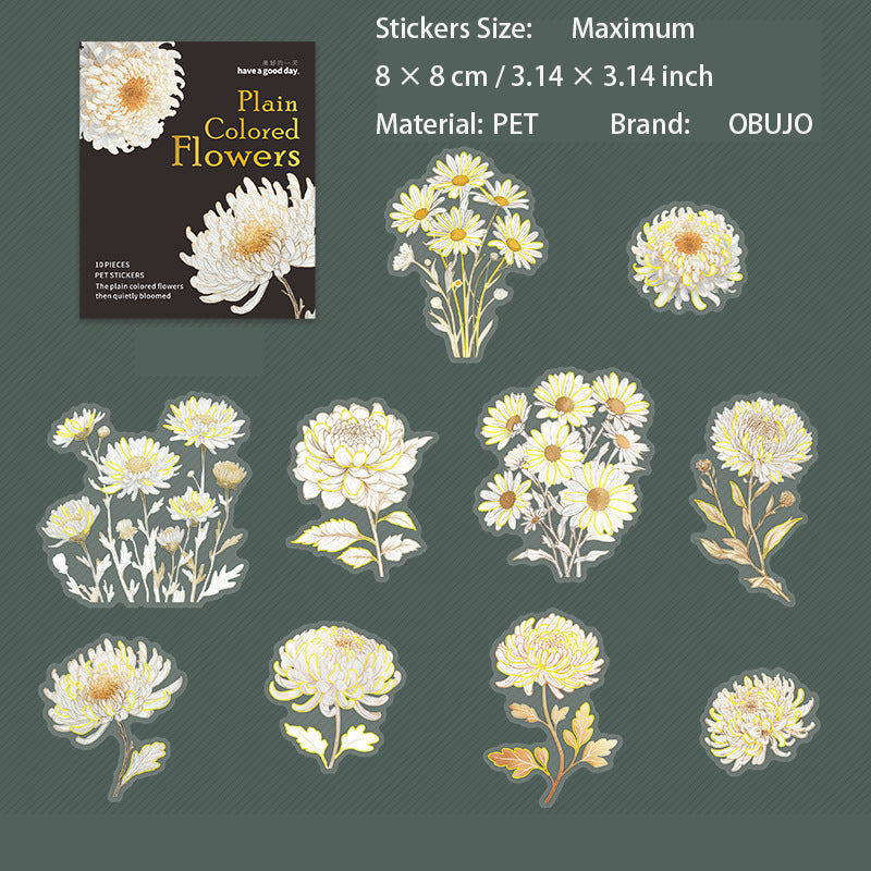 10 Pcs Gold Foil White Flower SSHK