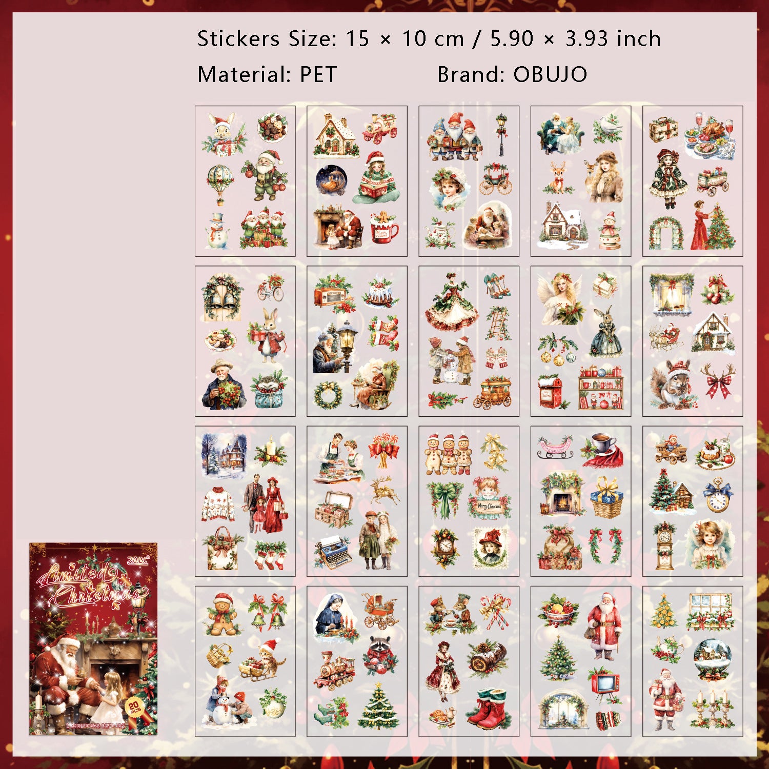 20 Sheets Christmas Stickers Book SDLX