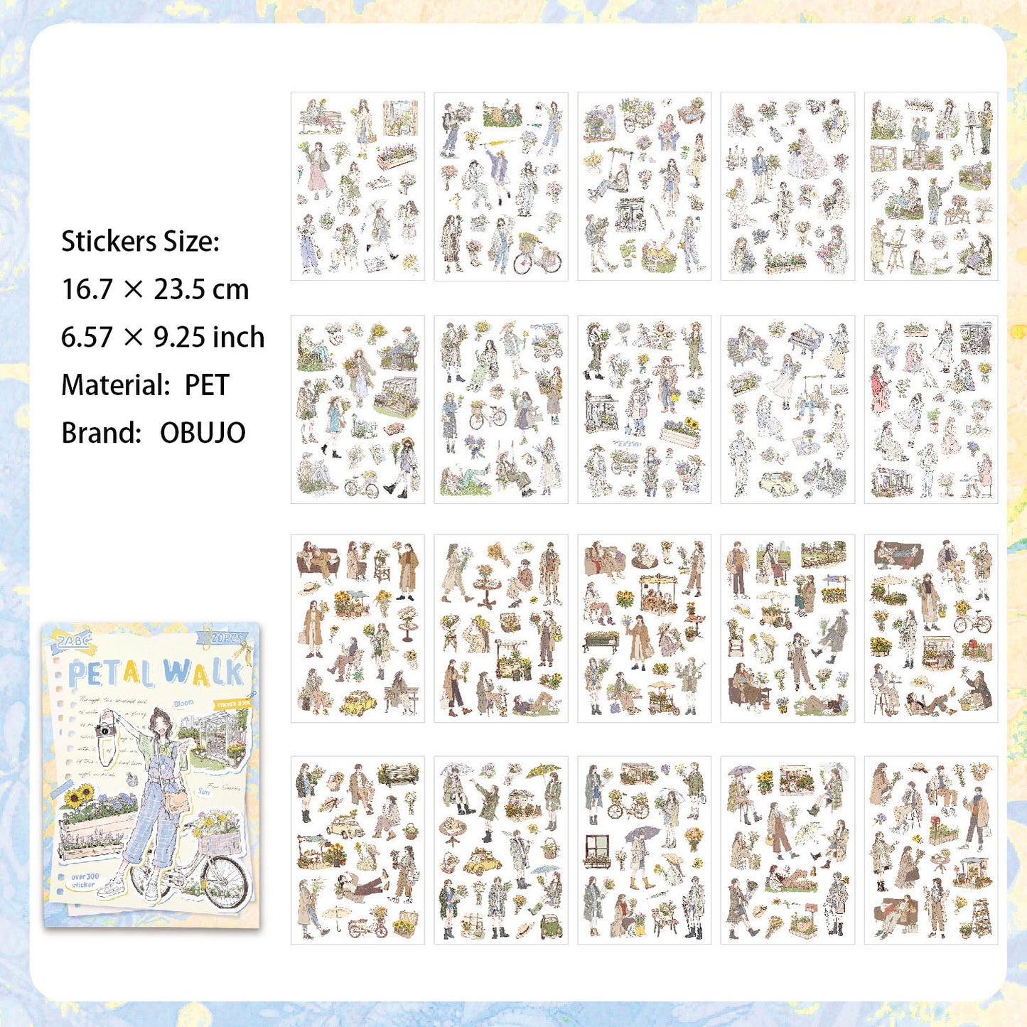 20 Sheets Lifestyle Girl PET Stickers Book QYSHL