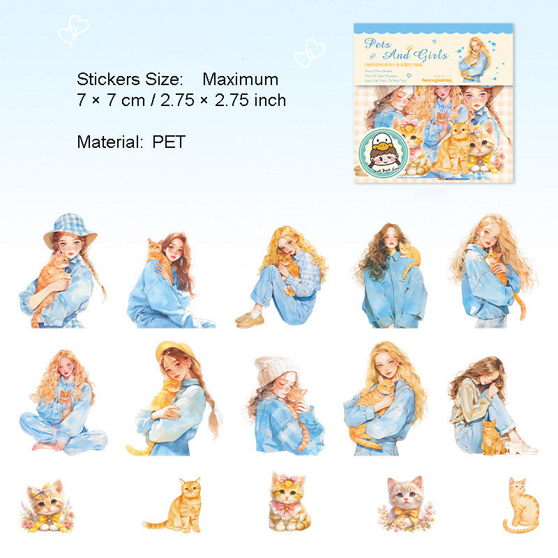 15 Pcs Pet Girl PET Stickers TDCW