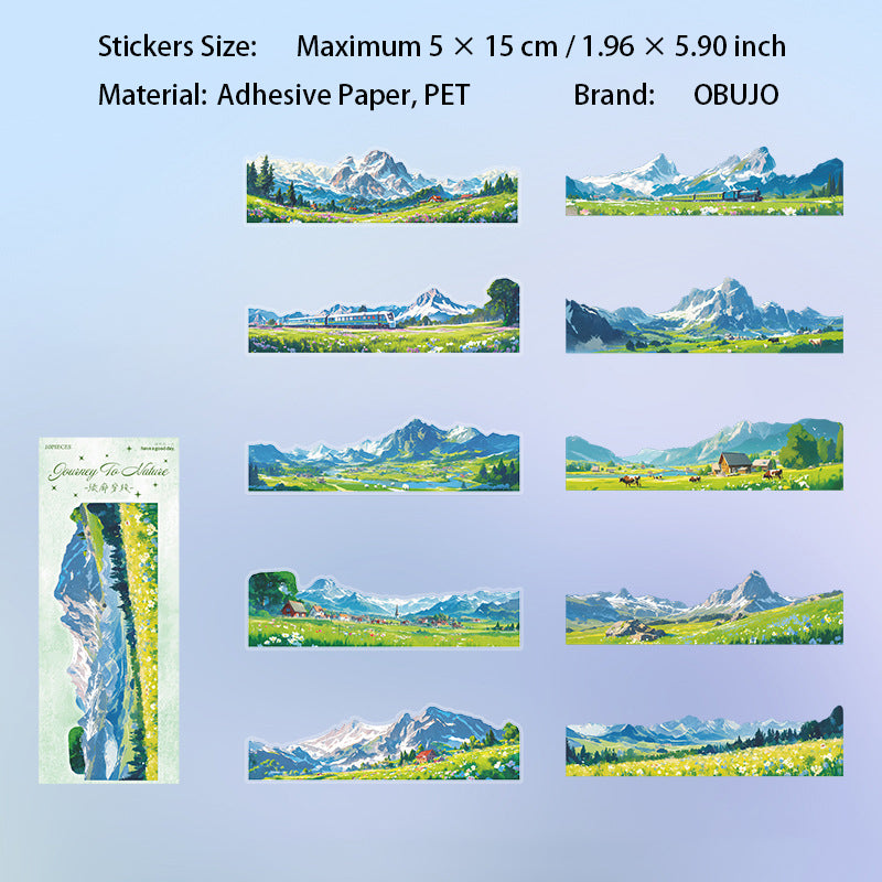 10 Pcs Seasonal Mountain Landscape PET Stickers ZRZL