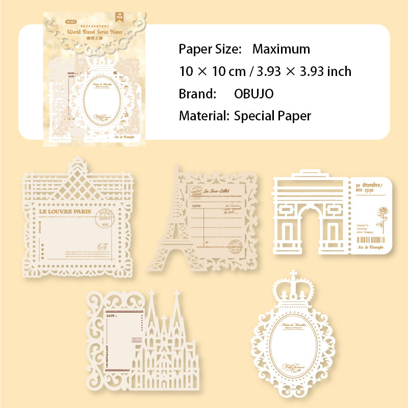 10 Pcs Travel Theme Journal Paper ZYSJ