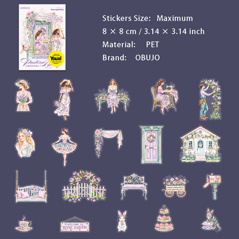 20 Pcs Garden Lady PET Stickers LMTYSH