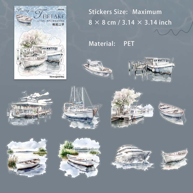 20 Pcs Laker Boat PET Stickers FZHS