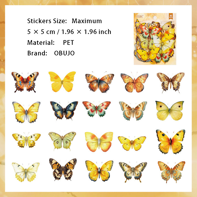 40 Pcs Butterfly PET Stickers CRDX