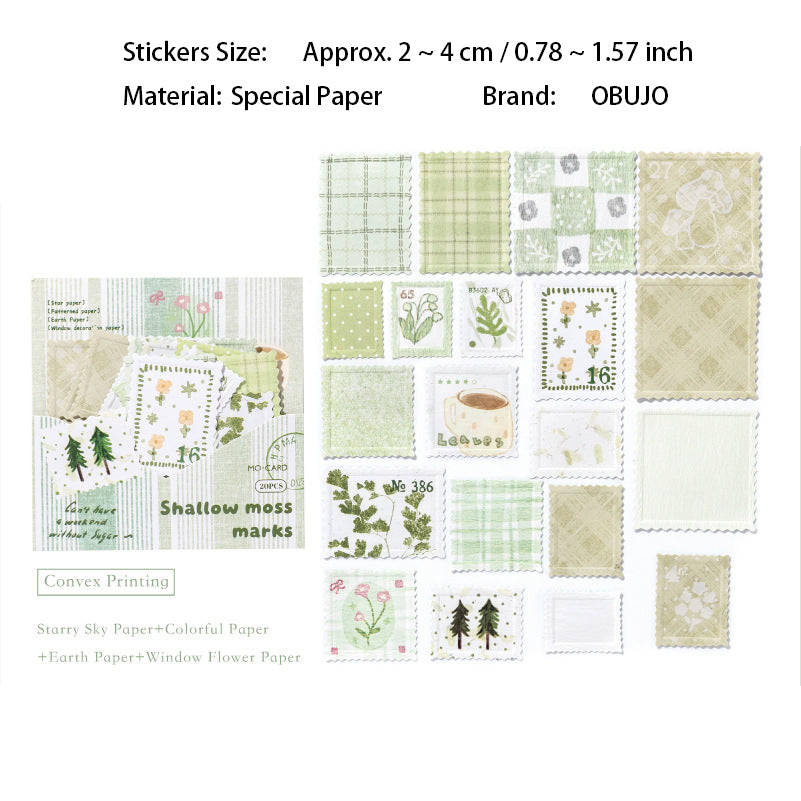 20 Pcs Aesthetic Embossed Journal Stickers YSJS